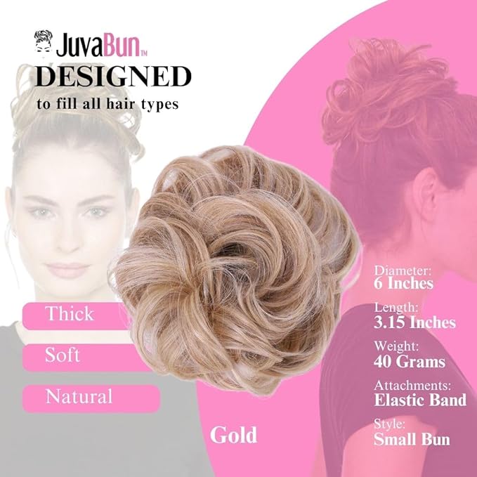 Juvabun Messy Bun 2.0 Gold Blonde Messy Bun Hair Extension Lightweight Washable Hair Bun Scrunchie for Women Styling