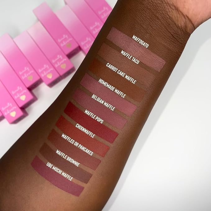 Beauty Bakerie Makeup Matte Lipstick, Long Lasting 24hr Wear Lip Stick for Women, Smooth Matte Finish, Highly Pigmented, Moisturizing, Smudge-Proof Matt Lipsticks, 3.5g, Waffles or Pancakes