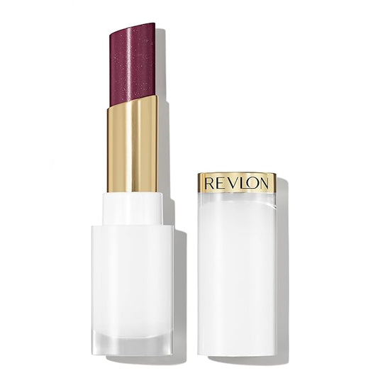 REVLON Super Lustrous Glass Shine Balm, Hydrating Tinted Lip Balm with Hyaluronic Acid, Aloe & Rose Quartz, Medium-Dark Plum Lipstick, NEW Shade, 015 Black Cherry, 0.11 oz