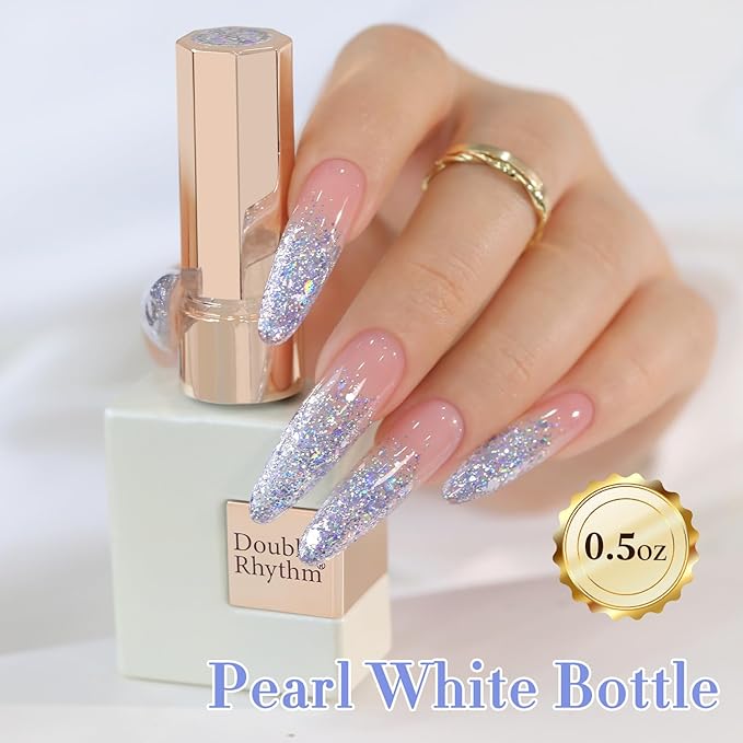 Double Rhythm 0.5Oz Glitter Gel Polish Shimmer Reflective Color for Nail Art Salon DIY Soak Off 15ml Nail Lamp Gel Polish at Home (Pastel Blue-B1014)