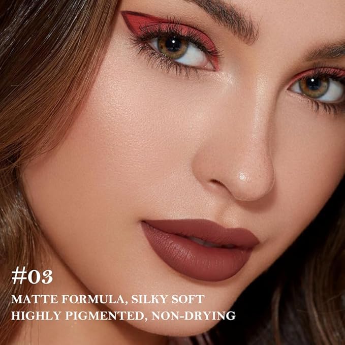 JUAAZIN 3Pcs Gradient Matte Lipstick Crayon Lip Liner pencil, Flawless Contour Gradual Ombre Effect lip Pencil, for Women Long Lasting Waterproof Smudge Proof Lipstick Pencil 02#+03#+08#