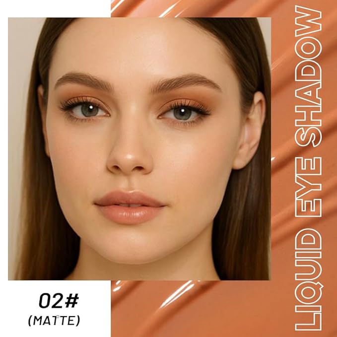 Light Brown Matte Liquid Metallic Eyeshadow, Longwear Eye Shadow Makeup For Older Women, Buildable Highly Matte Eye Shadow Cream in Finishes, Vegan & Cruelty-Free, (02#Light Brown)