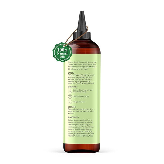 Botanic Hearth Hair Oil for Hair Growth & Home Hair Perm Kit | Strengthening Dry, Frizzy, Damaged Hair & Scalp Treatment | Rosemary & Batana Hair Oil – 6.7 Fl Oz