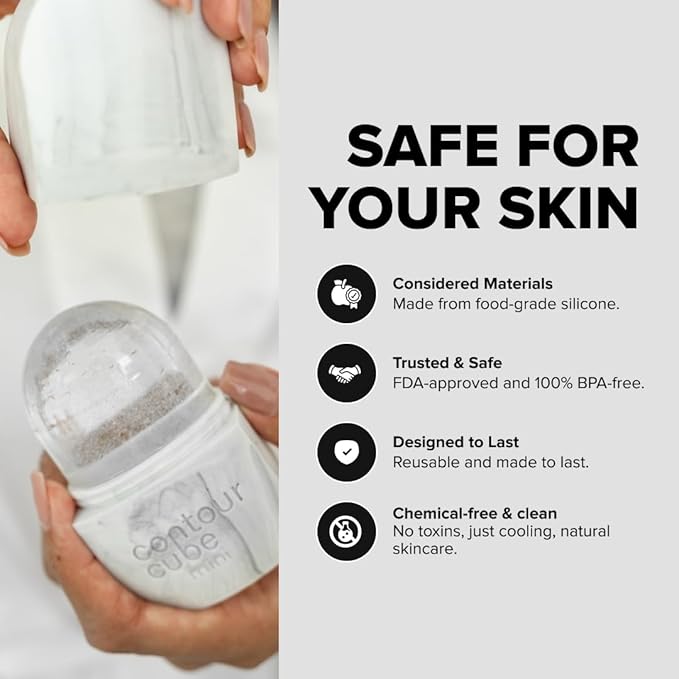Contour Cube Mini - Revolutionary Ice Roller for Sculpting & De-Puffing - Face Ice Roller & Massager - Ice Mold for Face - Compact Skin Care Tools for Daily Skincare & Travel - Marble