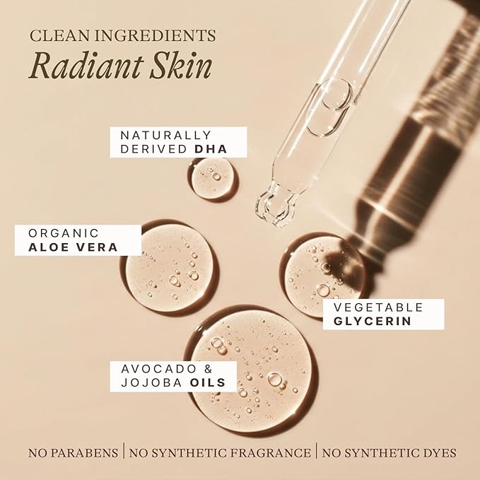Self Tanning Drops for Face - USA Made with Organic & Natural Ingredients, Bronzing Face Tanning Drops with Aloe Vera, Non Toxic Self Tanner for Sunless Fake Tan & Natural Glow, Cruelty & Toxin Free