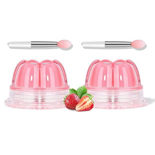 2Pc Jelly Lip Mask Overnight,Fruity Strawberry Collagen-Strawberry