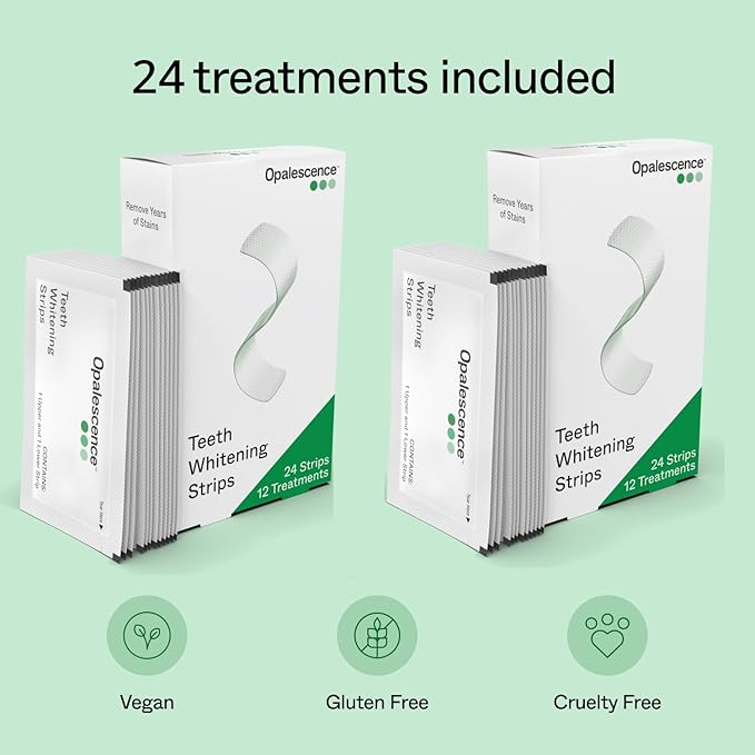 Opalescence GO Teeth Whitening Strips (24 Treatments) Hydrogen Peroxide Formula 10% – Enamel Safe – Comfortable Slip Free - Teeth Bleaching - Sensitivity Free - Plus Toothbrush- 6050-2T