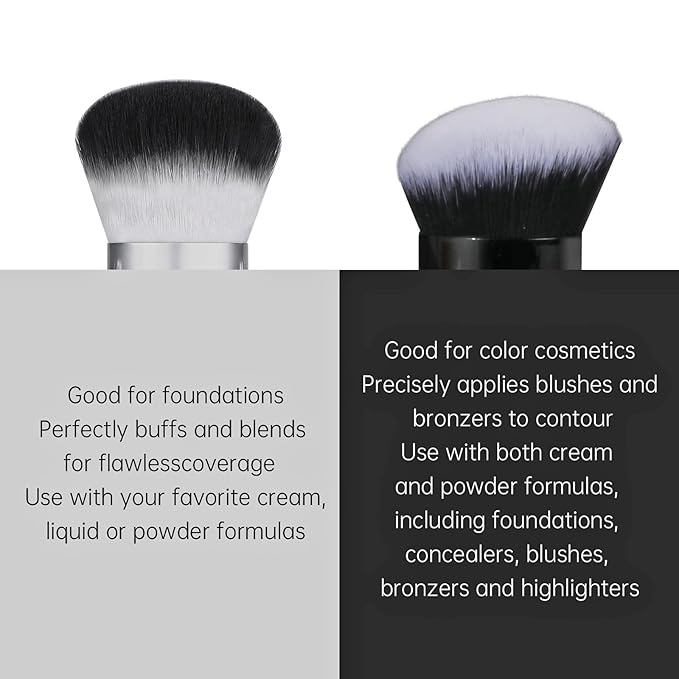 Brush Master Angled Foundation Makeup Brush, Kabuki Brush For Powder, Blush, Bronzer, Concealer, Portable Brush Cover, Perfect for Travel