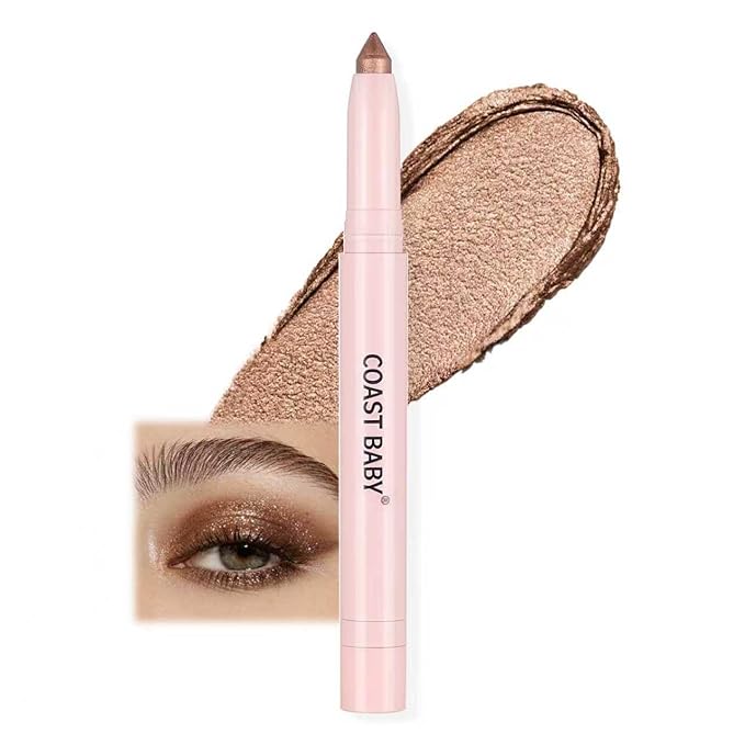 2in1 Cream Eye Shadow Brightener Sticks for Eyes, Neutral Highlighter High Pigmented Makeup with Blending Brush Built-in Sharpener, Long Lasting Eye Makeup sombras en crema para ojos #Mocha Brown