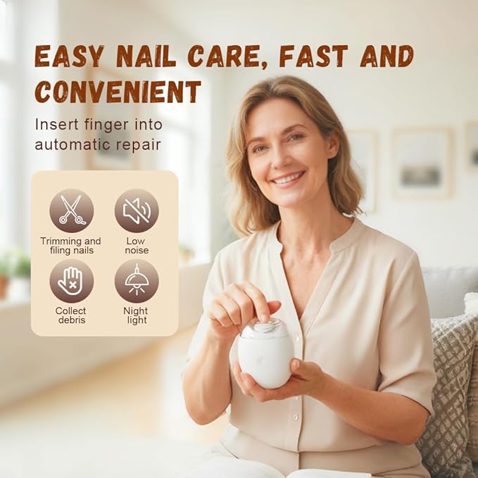 Universal Automatic Fingernail Grinder, 2026 Upgraded 3 in 1 Electric Polishing Automatic Nail Clippers with 3 Adjustable Speeds, for Seniors Adults (1, White)