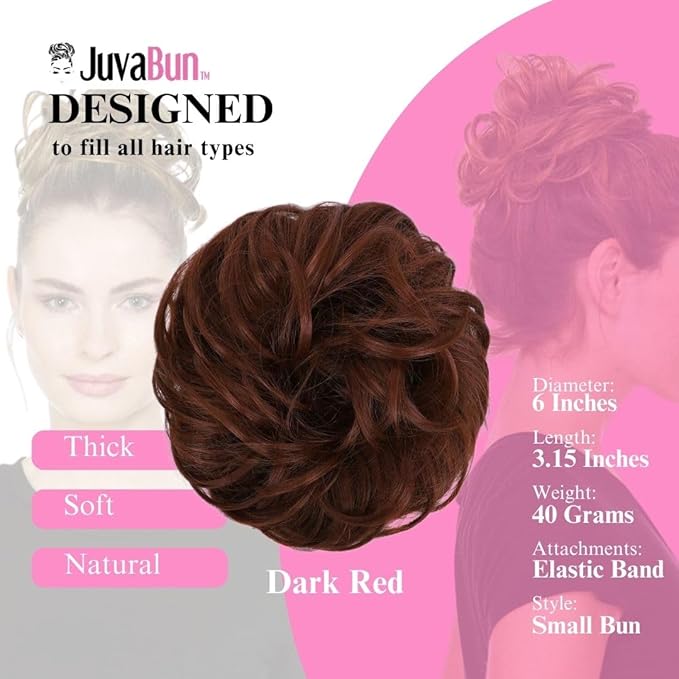 Juvabun Messy Bun 2.0 Dark Red Messy Bun Hair Extension Rich Color Hair Bun Scrunchie for Women Styling