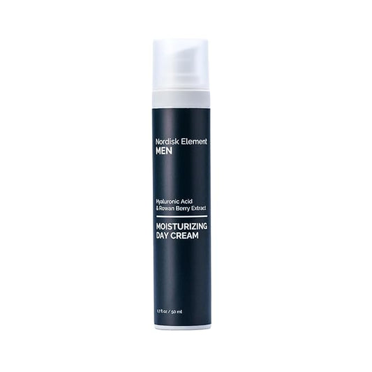 Nordisk Element Men’s Moisturizing Day Cream | Deep Hydration Mens Face Moisturizer with Hyaluronic Acid & Rowan Berry | Lightweight Non-Greasy Face Cream for All Skin Types, Vegan & Clean, 1.7oz