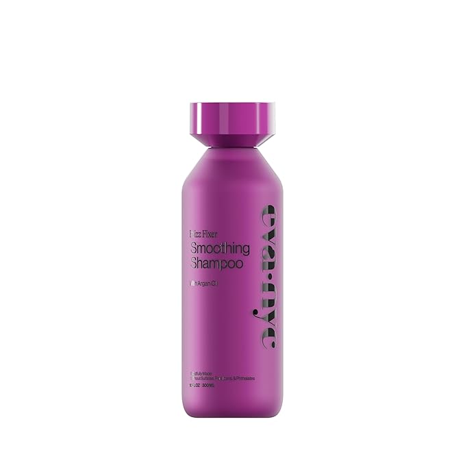 Eva NYC Anti-Frizz Shampoo with Argan Oil + Sunflower Seed Oil - Soft, Manageable, Shiny + Nourished Hair - For Frizzy, Medium to Thick Hair Types - Warm Vanilla Scent - 10 fl oz