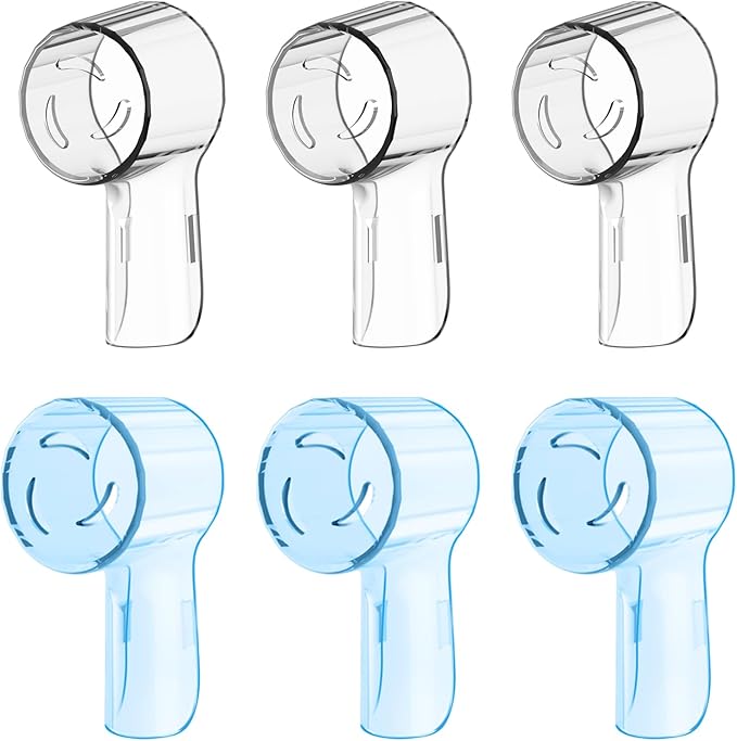 6 Pack Toothbrush Dustproof Cover Compatible with Oral B iO Ultimate Clean Gentle Care Replacment Heads and iO Series 3 4 5 6 7 7G 8 9 Electric Toothbrush (Transparent+Blue)