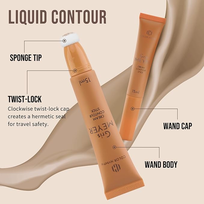 Color Nymph Liquid Makeup Contour, Liquid Bronzer Makeup Wand Hydrating Formula Bronze Makeup For Face Sculpt Fine Texture Natural Blend Long Lasting - Light Tan Contour Stick