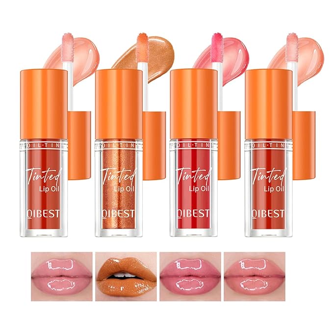 4Pcs Hydrating Lip Glow Oil,Moisturizing Lip Oil Big Hydrating