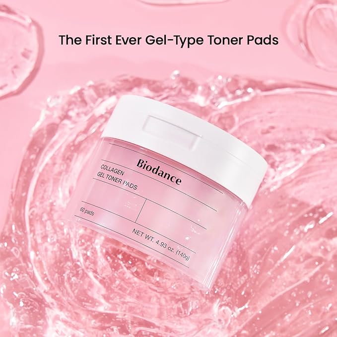 Biodance Collagen Gel Toner Pads, Pore Minimizer for Face, Improving Elasticity, Plumping Toner Pads for Sensitive Skin, Korean Skin Care, Gifts for Womenㅣ4.93 fl.oz.(140g)*60Pads