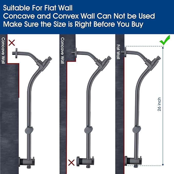 UCLIMAA High Pressure Shower Head with Handheld Shower, 26" Adjustable Height Drill-Free Slide Bar, 3-Way Diverter for Easy Reach, Dual Shower Head Combo Set with 5ft Hose - Matte Black