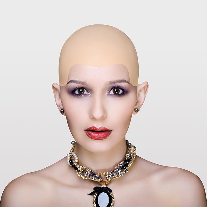 Bald Cap Halloween, 4 Pcs Nylon Wig Caps 4 Pcs Latex Makeup Bald Cap for Adults Women Men Costume Accessory for Theme Halloween Party Cosplay