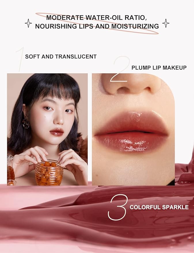 INTO YOU Lip Gloss, Lip Stain Long Lasting, Lip Tint, Lip Plumper Gloss, Glitter Lip Gloss, Liquid Lipstick, Lip Oil, Vivid Color, Smudge-Proof, Lightweight, Naturally Moisturizing (G08)