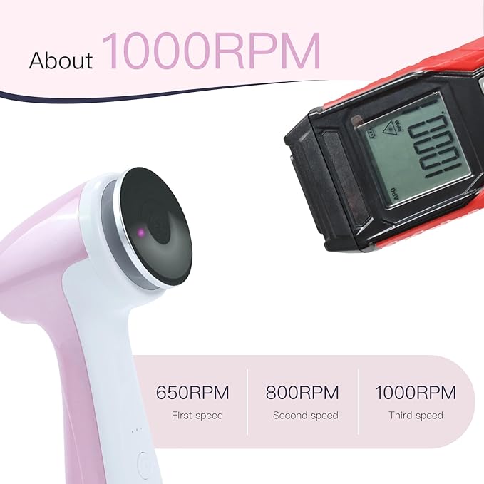 Rechargeable Electric Foot Callus Remover with 3-Sizes 120Pcs Sandpaper Discs, Professional 1000RPM 3-Speed Control Electric Foot File (E7 Pink)