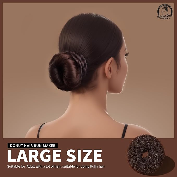 Teenitor Hair Bun Maker for Women, 4 Pcs Brown Ballet Buns in 4 Sizes, Hair Donuts