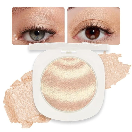 Low Saturation Delicate Long-Lasting Eyeshadow Palette, Monochrome Glitter Pressed Cream Single Vegan (10 Glittle Gold)