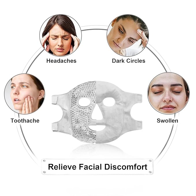 CONBELLA Cold Face Eye Masks Ice Face Mask Hot Cold Compress For Dark Circles, Puffiness, Migraines, Headache, Stress, Redness, Cooling Face Masks For Women Man, Skin Care