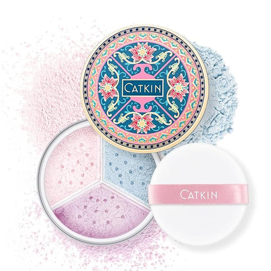 CATKIN Poreless Finish Loose Setting Powder Makeup, Translucent Velour Puff 42 oz