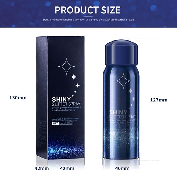 Body Glitter Spray, Perfect Glitter Spray for Body and Hair&Clothes Music Festival Stage Makeup and Festival Rave (2.11 Fl Oz)