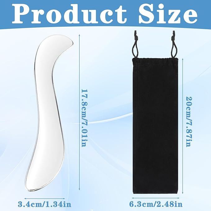 Stainless Steel Gua Sha Tools for Whole Body Muscle Scraper Tools Heavy-Duty Metal Scraping Tool for Pain Relief Deep Tissue Soft Tissue Fascia Massage Tool with Storage Bag, Silver