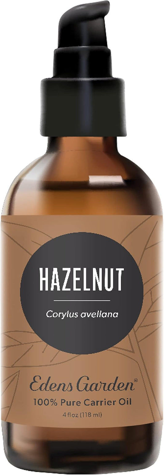 Edens Garden Hazelnut Carrier Oil- 100% Pure Premium Cold Pressed & Hexane Free, Natural Moisturizer For Face, Skin, Body, Hair Growth, Lips & Nails- Great For Diluting Essential Oils 118 ml (4 fl oz)