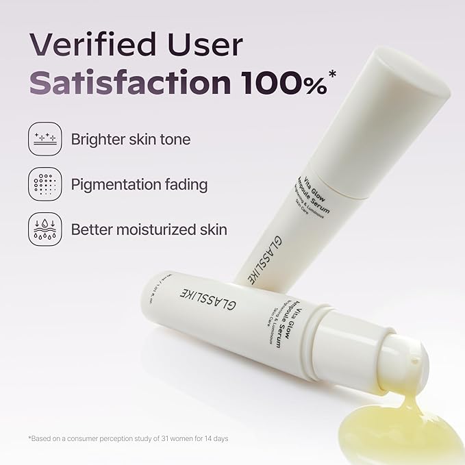 LG Pra.L GLASSLIKE Vita Glow Ampoule Serum, Dark Spot Correcting, Skin tone improvement and firming, Hydration Boosting - 1.01 fl.oz