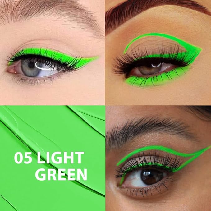 evpct 1Pcs Light Green Waterproof Colored Eyeliner Liquid Eye Liner Set Long Lasiting Ultra-fine Speed Dry Colorful Liquid Eyeliner lapiz delineador de ojos contra el agua blanco para ojos de colores