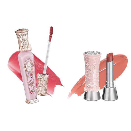 Flower Knows Violet Strawberry Rococo Glitter Lip Gloss G02 Rasberry Booze+Swan Ballet Shine Solid Lip Gloss Stick B01 Little Star