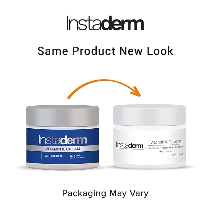 Instaderm Vitamin K Cream- Bruise Healing Formula with Arnica. Dark Spot Moisturizer for Bruising, Spider Veins & Broken Capillaries. Repair Under Eye Dark Circles, & Puffiness.