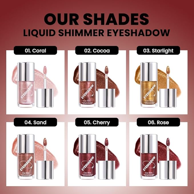 SUAKE Liquid Sparkling Glitter Eye Shadow – Rose Gold Cherry Eyeshadow, Eyeliner, Eyelid Shimmer Highlight Makeup, Highly Pigmented sombra de para ojos,Waterproof Quick-Drying (05Cherry#)