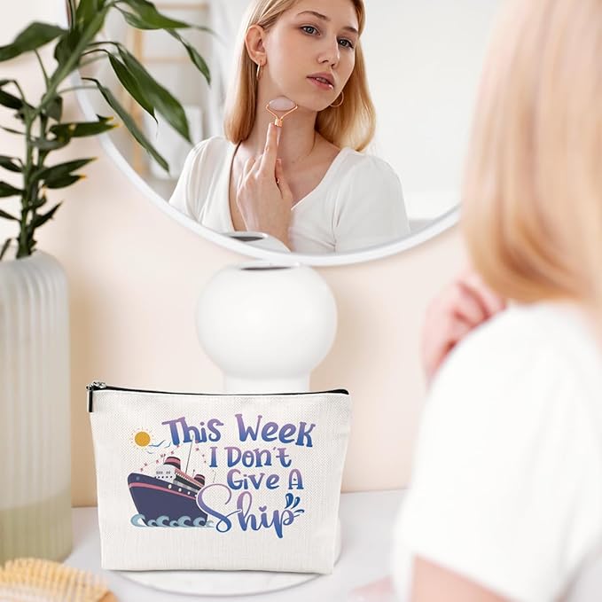 Funny Cruise Ship Cosmetic Bag Cruise Gifts Summer Vacation Cruise Trip Makeup Bag Gifts for Cruise Lovers Women Bestie Her Girls Trip Gifts Favors Makeup Pouch Bags Birthday Christmas Graduation