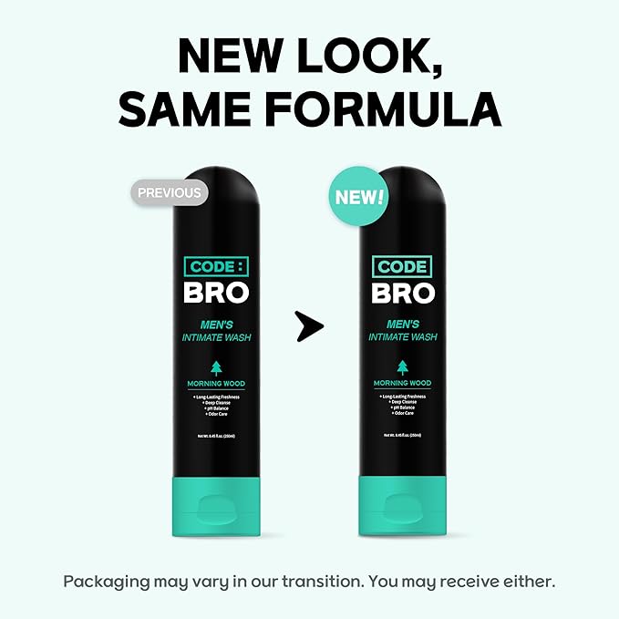 Code Bro Men's Intimate Wash Morning Wood - Shower Stuff for Men (250ml, 8.45 fl oz)