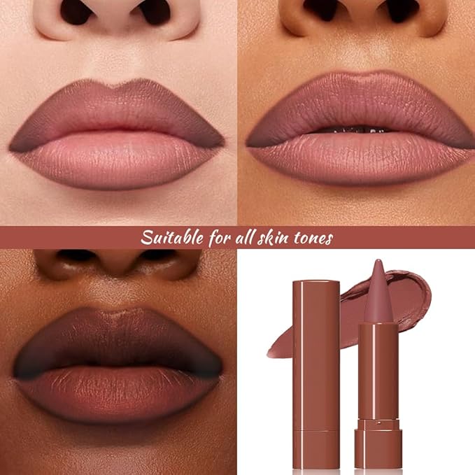 JUAAZIN Smokey Topaz Gradient Matte Lip Liner Pencil Crayon for Women - Waterproof Smudge-Proof Kissproof Long-Wear Lip Pencil, Flawless Contour Ombre Effect Lip Crayon,Creamy Pigmented Lip Liner 02#