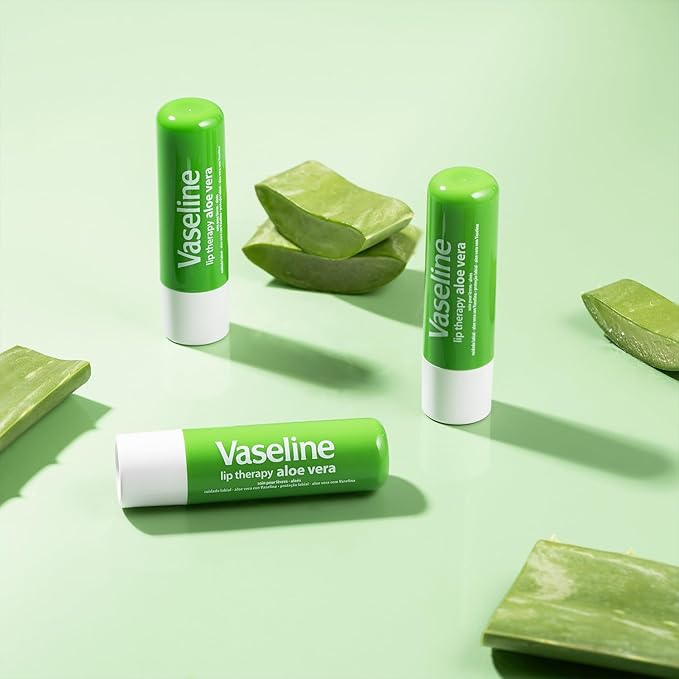 Vaseline Lip Therapy Aloe Fresh 8-Pack – Moisturizing Lip Balm for Very Dry Lips, 0.16 Oz Ea