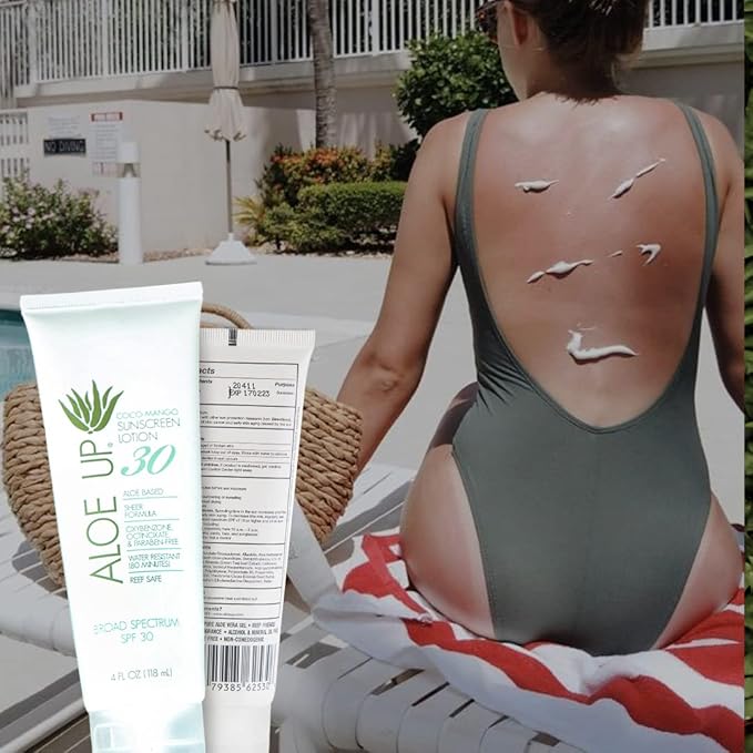 ALOE UP White Collection Sunscreen Lotion SPF 30 and Aloe Ice Sunburn Relief Jelly - Bundle with Face and Body Sunscreen Protector and After Sun Gel - With Pure Aloe Vera - Reef Friendly - 2 Items