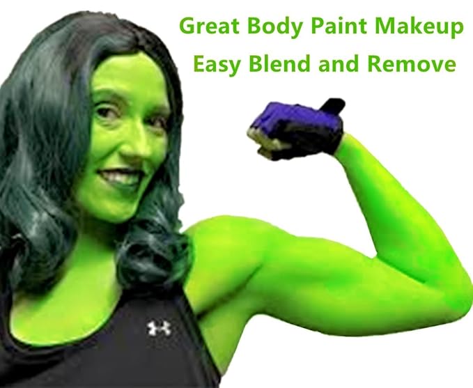 Go Ho Amazon Green Face Paint Stick,Water Based Cream Body Paint Washable,Highly Pigmented,Smooth and Safe for Skin,Halloween Costumes Cosplay SFX Hulk Witch Green Makeup