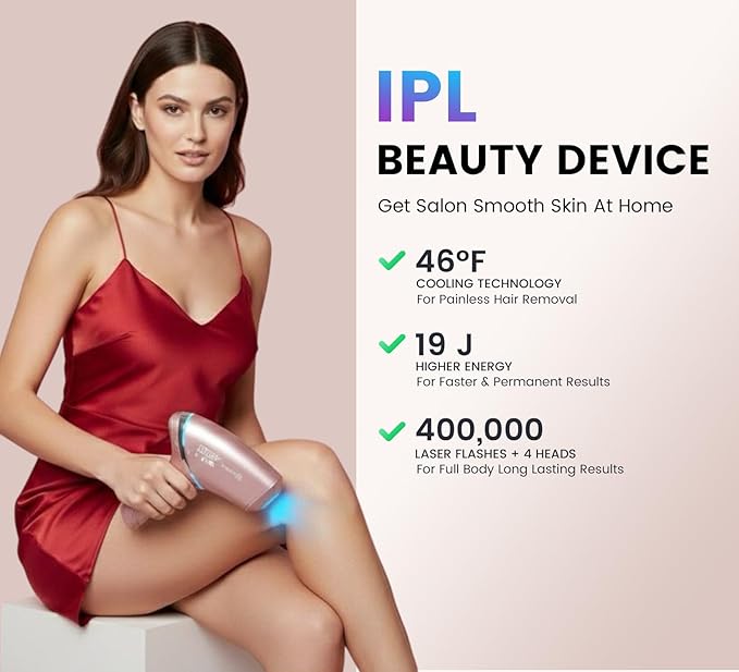 IPL Laser Hair Removal Device for Women & Men, Nex-Gen At Home Laser Hair Removal with 45°F Dual Sapphire Ice Cooling for Painless & Long Lasting Results, Full Body Lazer Hair Removal for Women