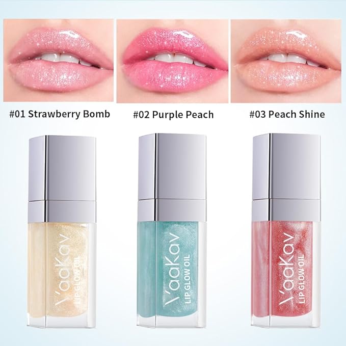 Color Changing Lip Gloss - Non-Sticky Hydrating Lip Oil, High Shine Glassy Finish, PH Reactive Tinted Lip Plumper, Long Lasting Moisture & Glow(03 PEACH SHINE)
