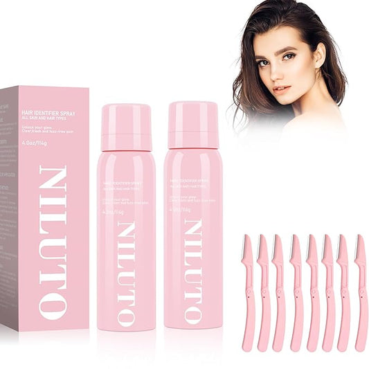 Hair Identifier Spray for Face Shaving, Moisturizing and Skin Care Dermaplaner Spray,Skin Body Hair Identifier Comfortable Face Shaving Powder (Pink 2pack 01)
