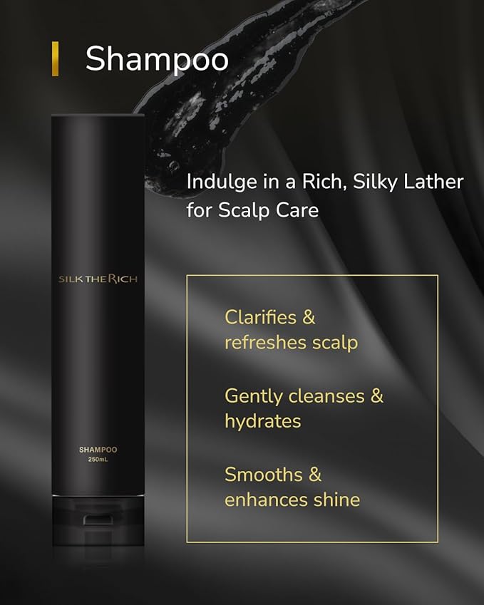 SILK THE RICH Shampoo & Conditioner Set, Clarifying & Moisturizing for Dry, Itchy Scalp & Damaged Hair, Color-Safe, Sulfate & Paraben Free Shampoo & Conditioner for Women & Men, Black (8.5 fl oz Each)