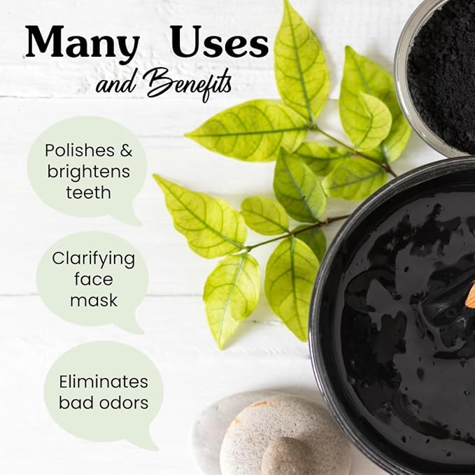 Glow Teeth Whitening Activated Charcoal Powder + Soft Bamboo Toothbrush | Pure, Natural, Food Grade, Non GMO, Made in USA | Whiten Teeth Naturally