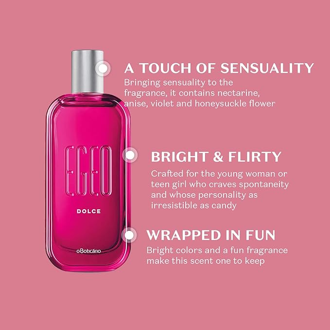 O Boticário Egeo Dolce Eau de Toilette, Girls Long Lasting Perfume, Sweet & Fruity Perfumes for Women, 3 Ounce