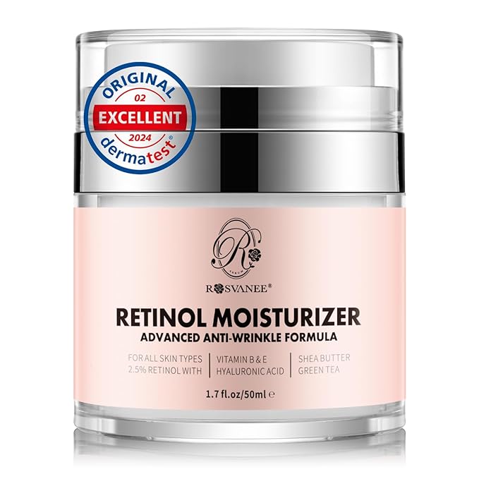 ROSVANEE Retinol Cream Face Moisturizer for Women Men Anti Aging Wrinkle Cream with Retinol, Nacinamide, AH-8 Peptides, Botanical Extracts Facial Eye Cream for Day Night